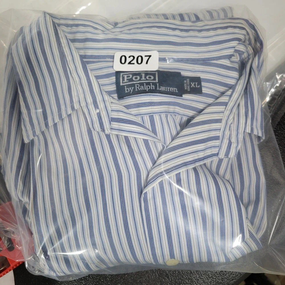 Polo Ralph Lauren Button Down Shirt Mens XL Blue White Striped Long Sleeve - Picture 8 of 10